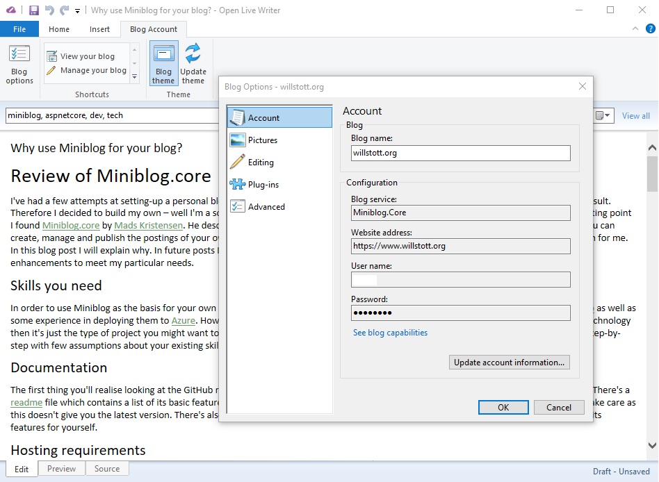 Open Live Writer screenshot